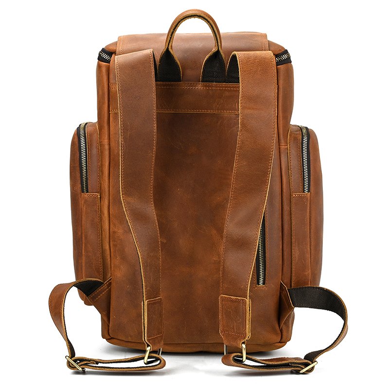 Professional Large Capacity Luxury Fashion Travel School Bags Mens Laptop Crazy Horse Leather Backpack Bag