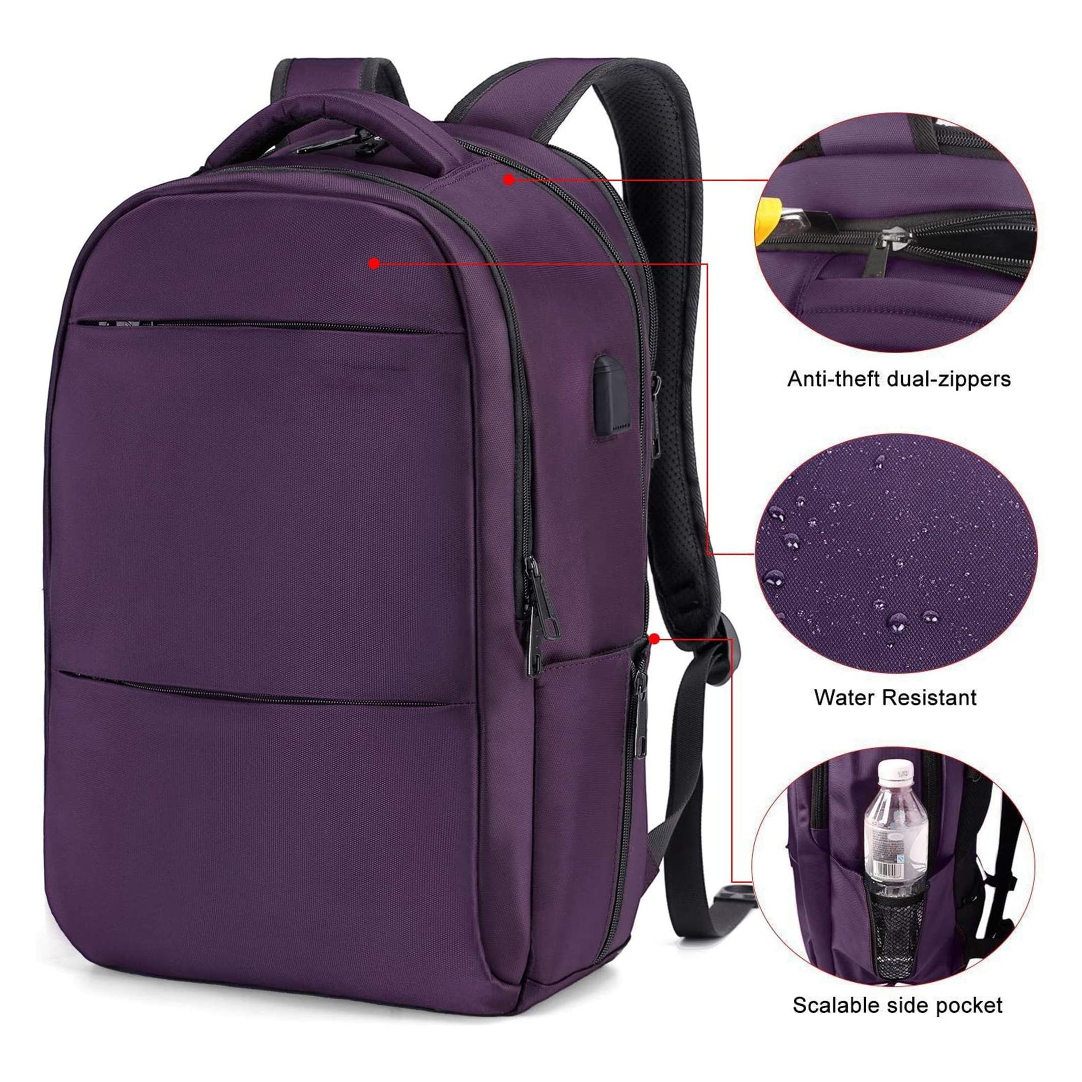 Wholesale Logo Custom Durable Business Travel Waterproof Gray Oxford School Bag 15.6 Inch Teenager Laptop Backpack with USB