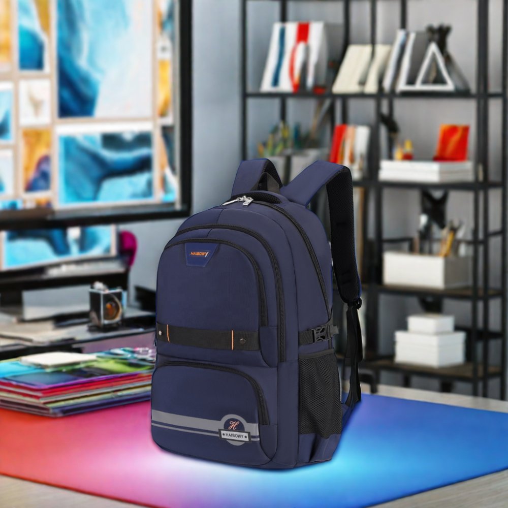 HAIBOWY Factory Wholesale Large Capacity Unisex Dark Blue Waterproof Laptop Backpack Customizable USB Business Travel Features