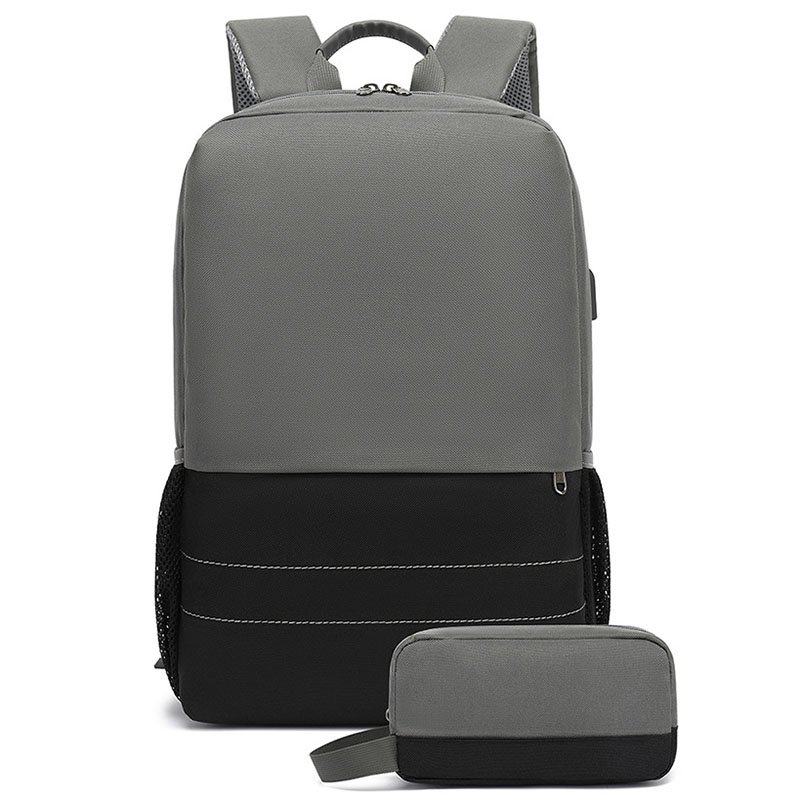factory black gray waterproof oxford business laptop backpack travel back pack bag with usb charging port interface for men