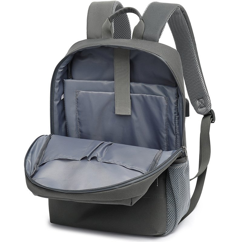 factory black gray waterproof oxford business laptop backpack travel back pack bag with usb charging port interface for men
