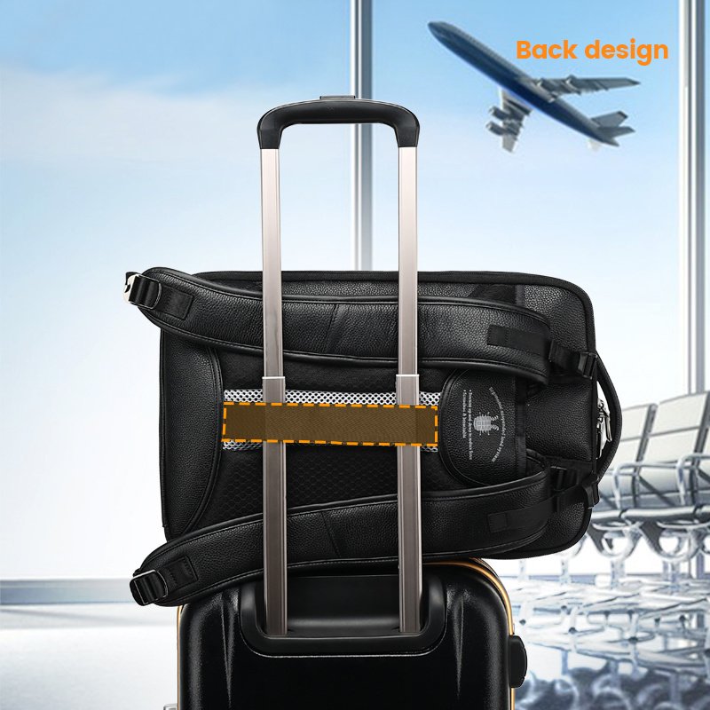 High quality genuine leather backpack for men business laptop backpack with USB charging travel backpacks