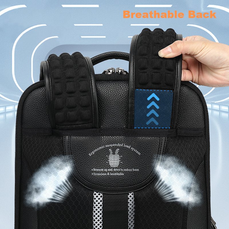 High quality genuine leather backpack for men business laptop backpack with USB charging travel backpacks