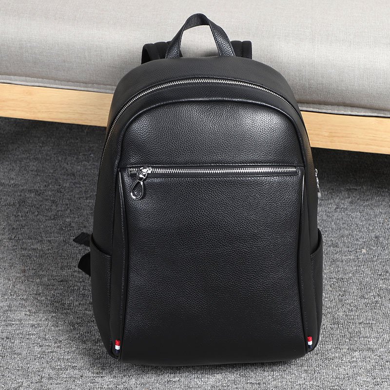 Custom Luxury Men Real Leather Back Pack Business Travel Genuine Leather Laptop Backpack Custom Logo Trade Assurance Daily Black