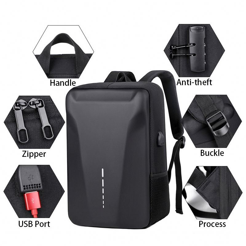 Business Backpacks For Men Customized Logo Waterproof Hard Shell Laptop Bag For Male with USB Port