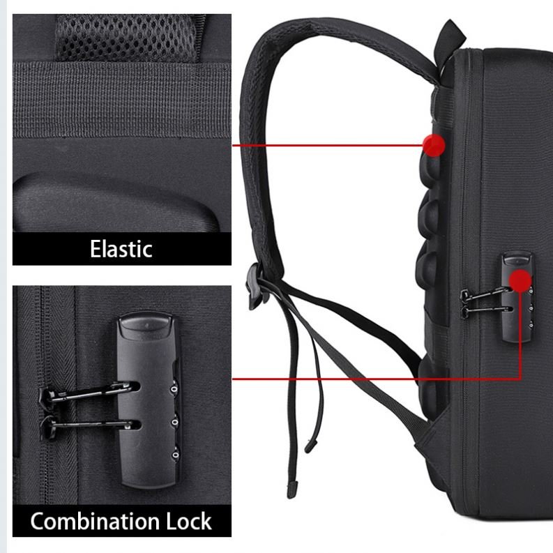 Business Backpacks For Men Customized Logo Waterproof Hard Shell Laptop Bag For Male with USB Port