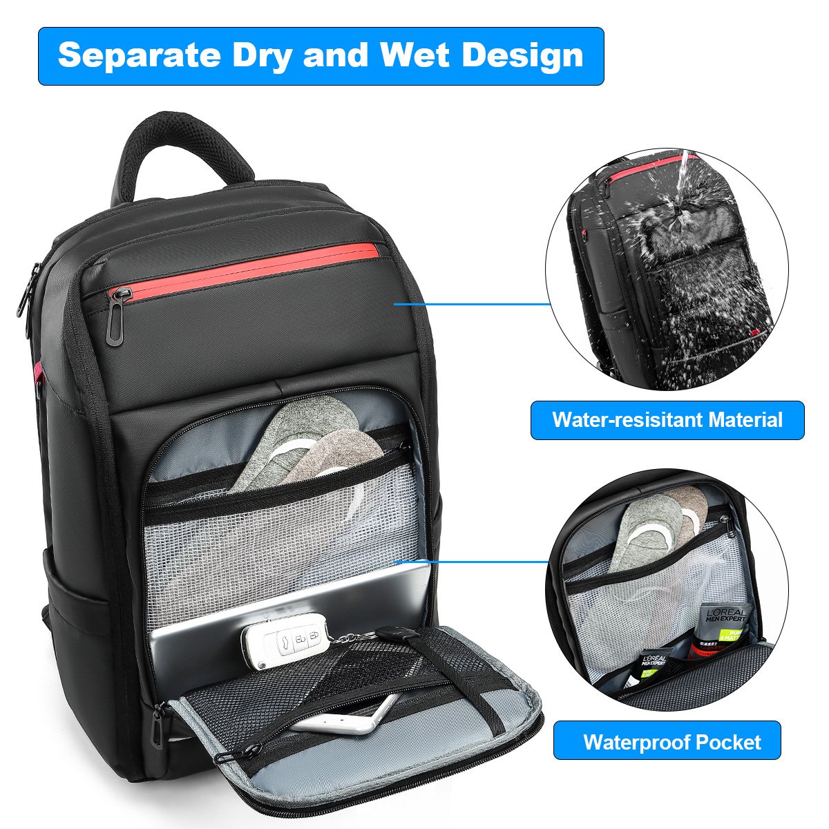 Extra Large 40L Travel Laptop Backpack with USB College Backpack Airline Approved Business Work Bag Fit 17 Inch Computer for Men