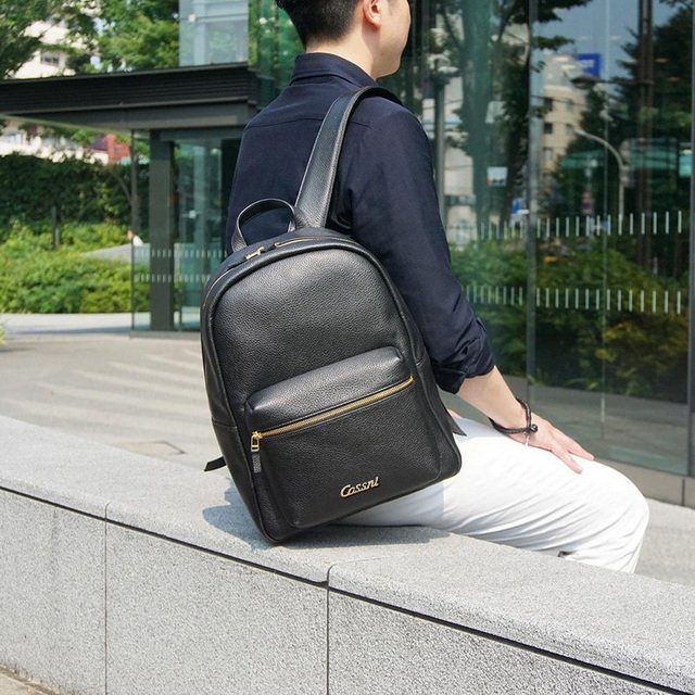 New arrival Custom Logo Laptop Backpack Black Soft Full Grain Leather School Mens Backpack