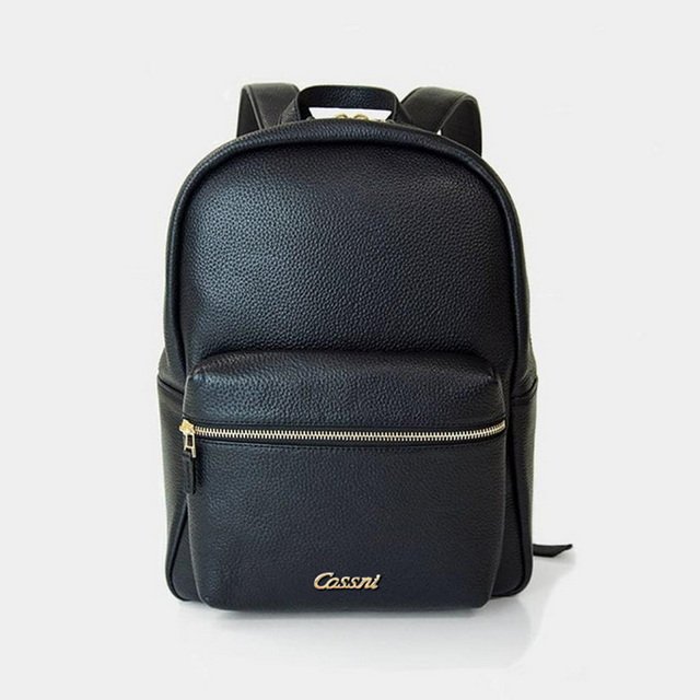 New arrival Custom Logo Laptop Backpack Black Soft Full Grain Leather School Mens Backpack