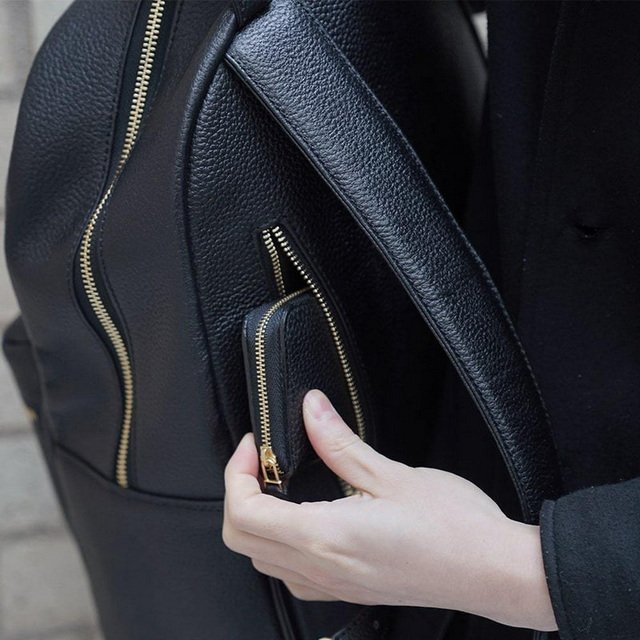 New arrival Custom Logo Laptop Backpack Black Soft Full Grain Leather School Mens Backpack
