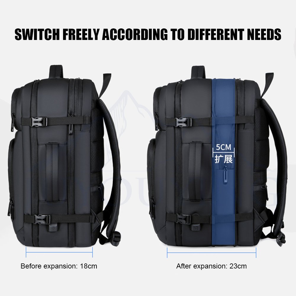 Men'S 40L Large Capacity Expandable Backpacks Usb Charging 17'' Laptop Backpack Waterproof Multi Functional Business Travel Bags