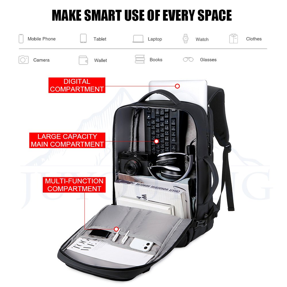 Men'S 40L Large Capacity Expandable Backpacks Usb Charging 17'' Laptop Backpack Waterproof Multi Functional Business Travel Bags