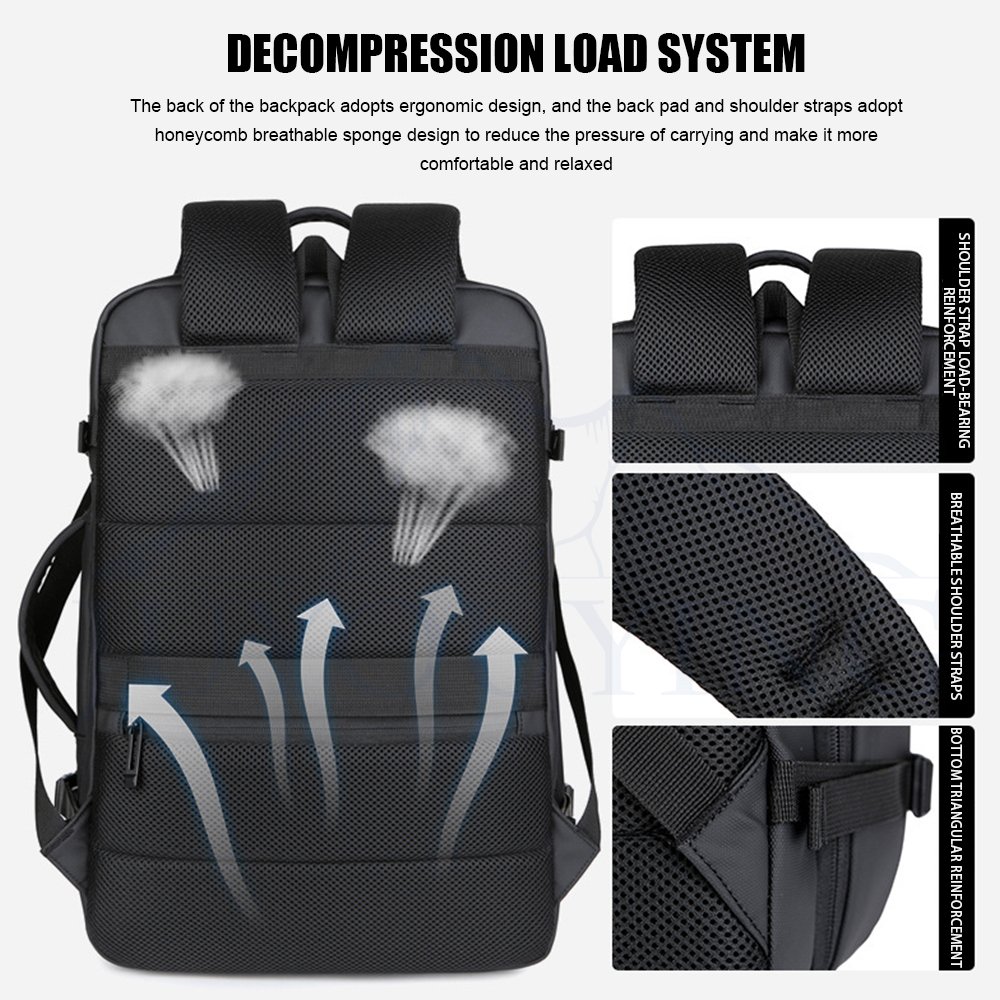 Men'S 40L Large Capacity Expandable Backpacks Usb Charging 17'' Laptop Backpack Waterproof Multi Functional Business Travel Bags