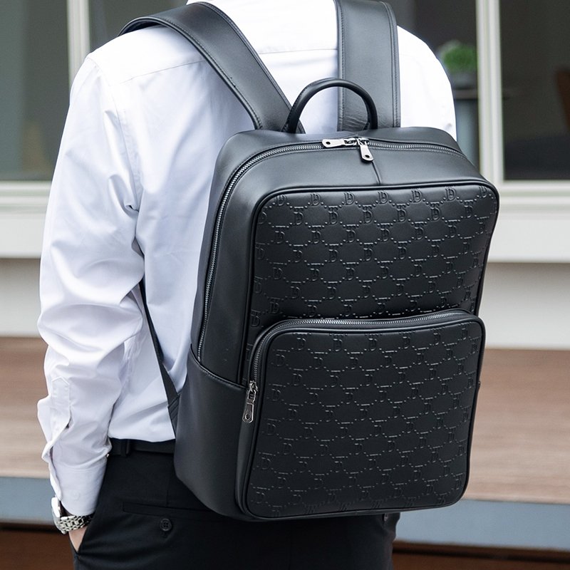 Custom Logo Nappa Real Leather Laptop Back Pack Men Waterproof Black Genuine Leather Travel Backpack for Men Women