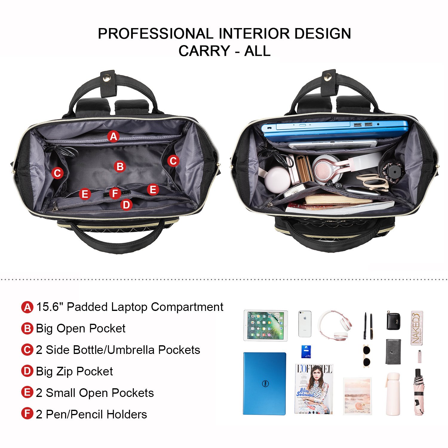 LOVEVOOK wholesale Quilted 15.6 notebook bags, elegant large school backpack work travel Women's laptop Backpacks with USB