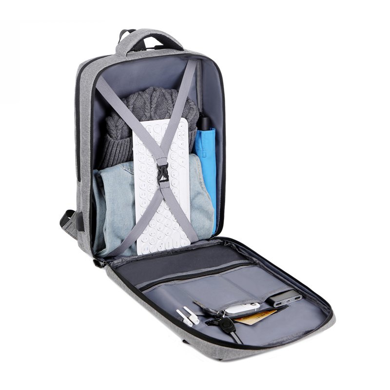 OEM European Market Polyester School Bags Travel Business Laptops Backpack With USB Charger Port