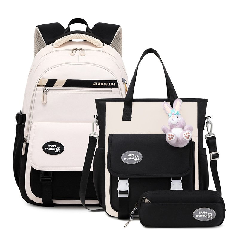 2024 New Hot Selling Fashionable Multi-Pocket College Student School Bag Big Capacity Trend Unisex Polyester Travel Backpack