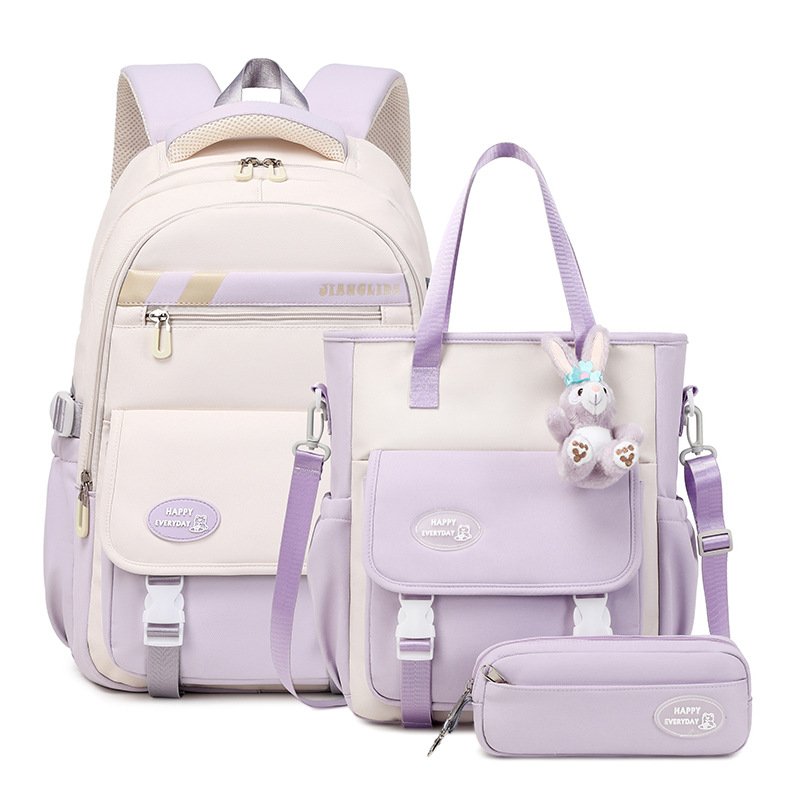 2024 New Hot Selling Fashionable Multi-Pocket College Student School Bag Big Capacity Trend Unisex Polyester Travel Backpack