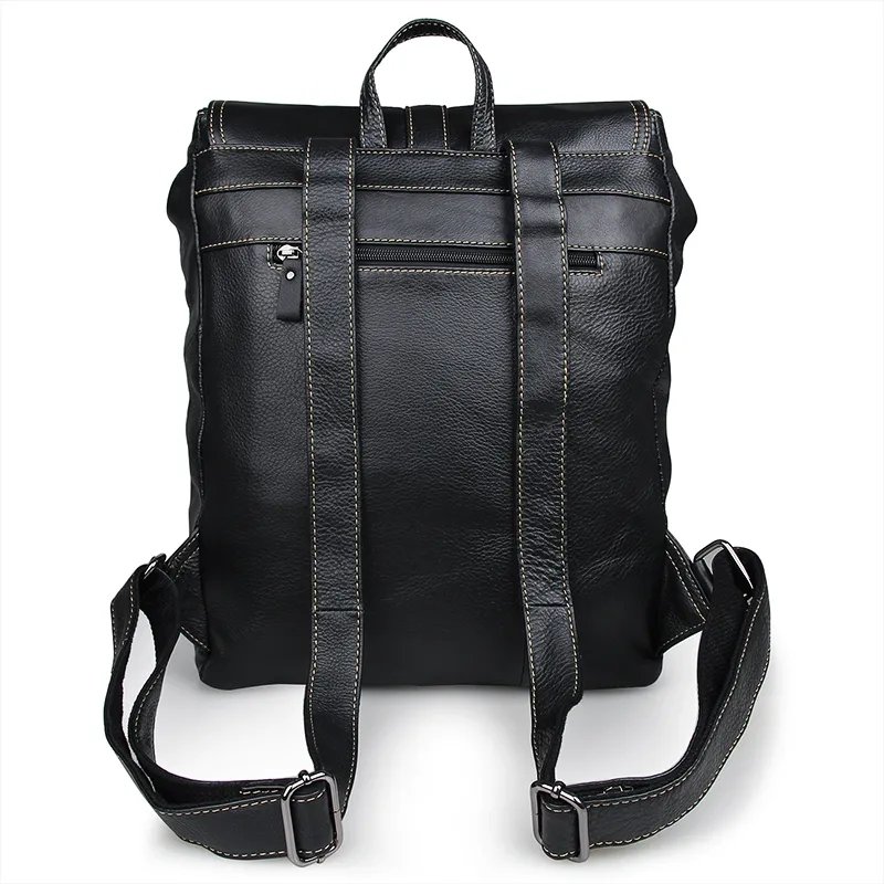 Vintage Black High Quality Popular OEM Men's College Travel Leather Design Backpack Manufacturer Leather Laptop Backpack