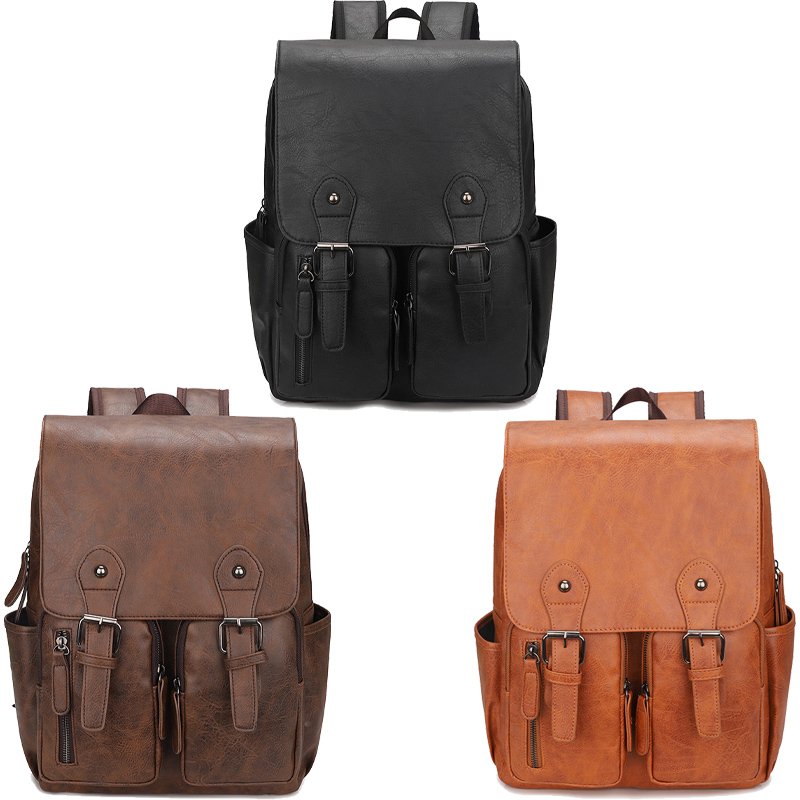 2023 PU leather Leisure Design Laptop Backpack fashion rucksack laptop simple knapsack waterproof leather backpack