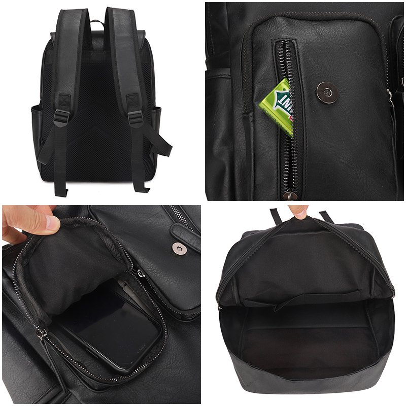 2023 PU leather Leisure Design Laptop Backpack fashion rucksack laptop simple knapsack waterproof leather backpack