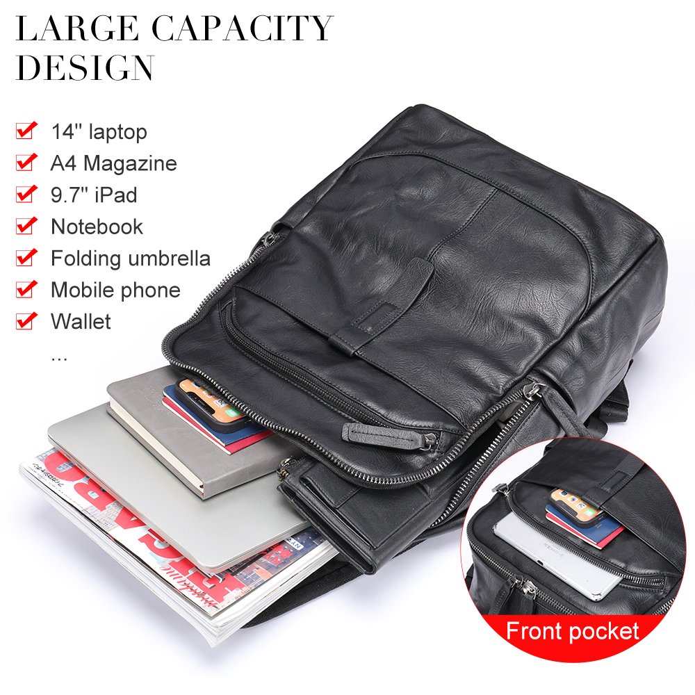 MARRANT Leather Men's Backpack Large Capacity Waterproof Travel Backpack Laptop Bag Genuine Leather Backpack for Men