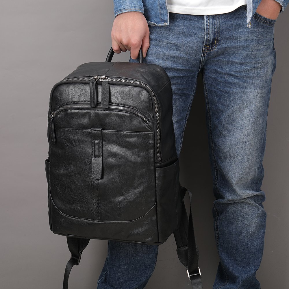 MARRANT Leather Men's Backpack Large Capacity Waterproof Travel Backpack Laptop Bag Genuine Leather Backpack for Men