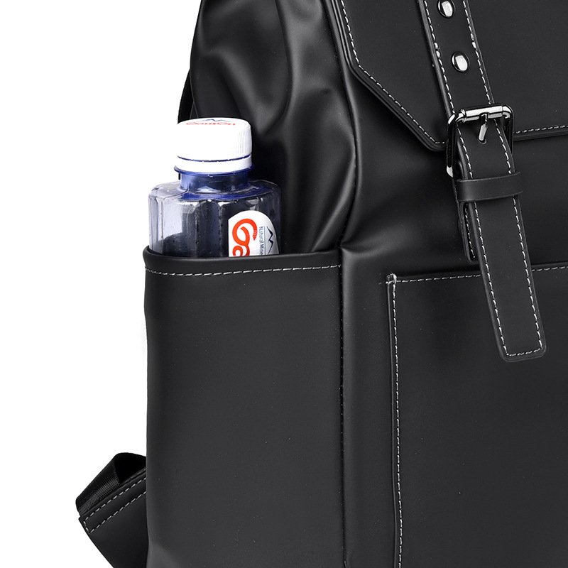 Unisex College PU Leather Casual Computer Backpack 15.6" Waterproof Laptop Backpack Zipper Closure Polyester Lining Fashionable
