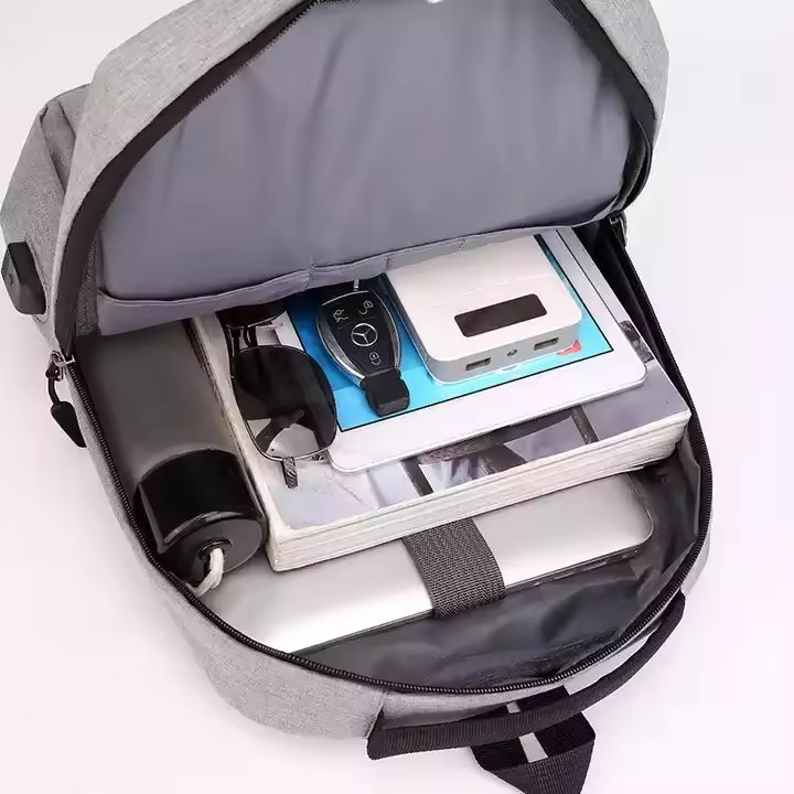 New Designer Black Nylon Laptop Backpack Custom Logo Anti-Theft Office Features Zipper Closure Polyester Lining Letter Patterned