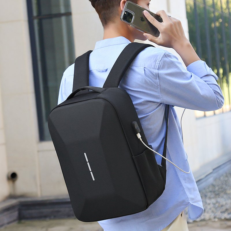Custom LOGO Reflective Anti-theft Hard Shell Business Laptop Backpack With USB Charging Port