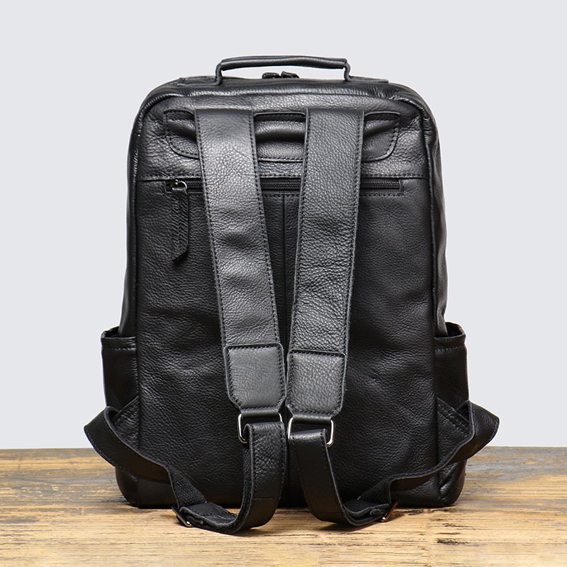 Factory wholesale men's travel backpack large capacity genuine leather laptop backpack