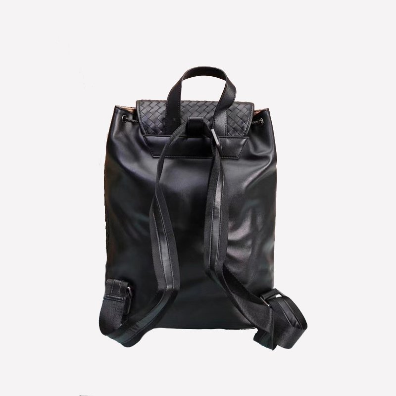 large capacity leather woven backpack fashion men's leather laptop backpack for outdoor