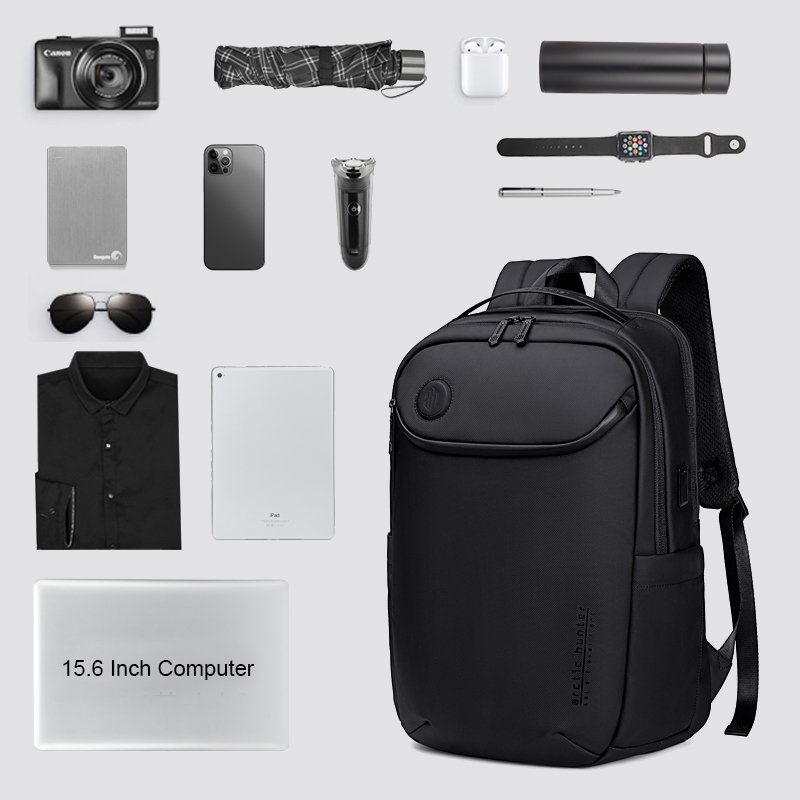USB Charger Backpack Smart Laptop Backpack Bag Large Capacity Multifunction polyester Soft Fashion Black Waterproof