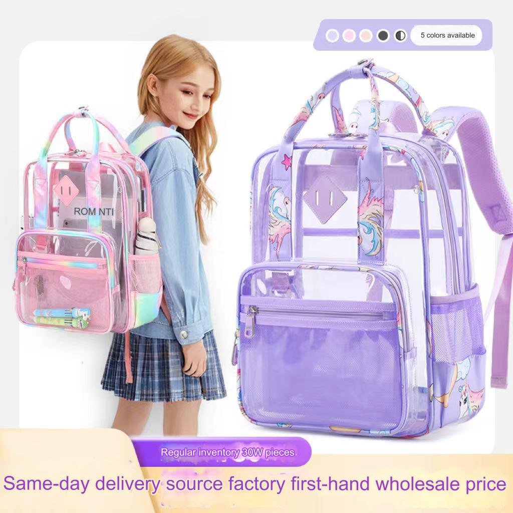 2024 PVC Clear Backpack See Through Backpack Heavy Duty Clear Backpacks Transparent Bookbag for School Work Security College