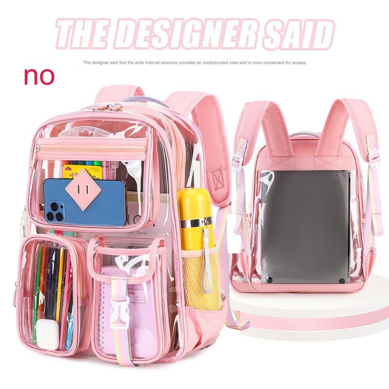 2024 PVC Clear Backpack See Through Backpack Heavy Duty Clear Backpacks Transparent Bookbag for School Work Security College