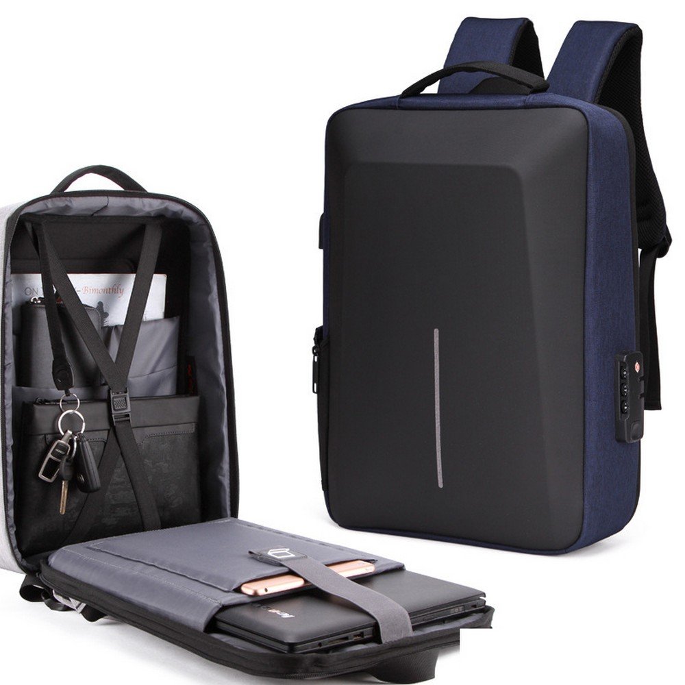 Laptop Backpack USB Charge Anti-Theft Lock Waterproof Travel Bag 15.6" for Men Women