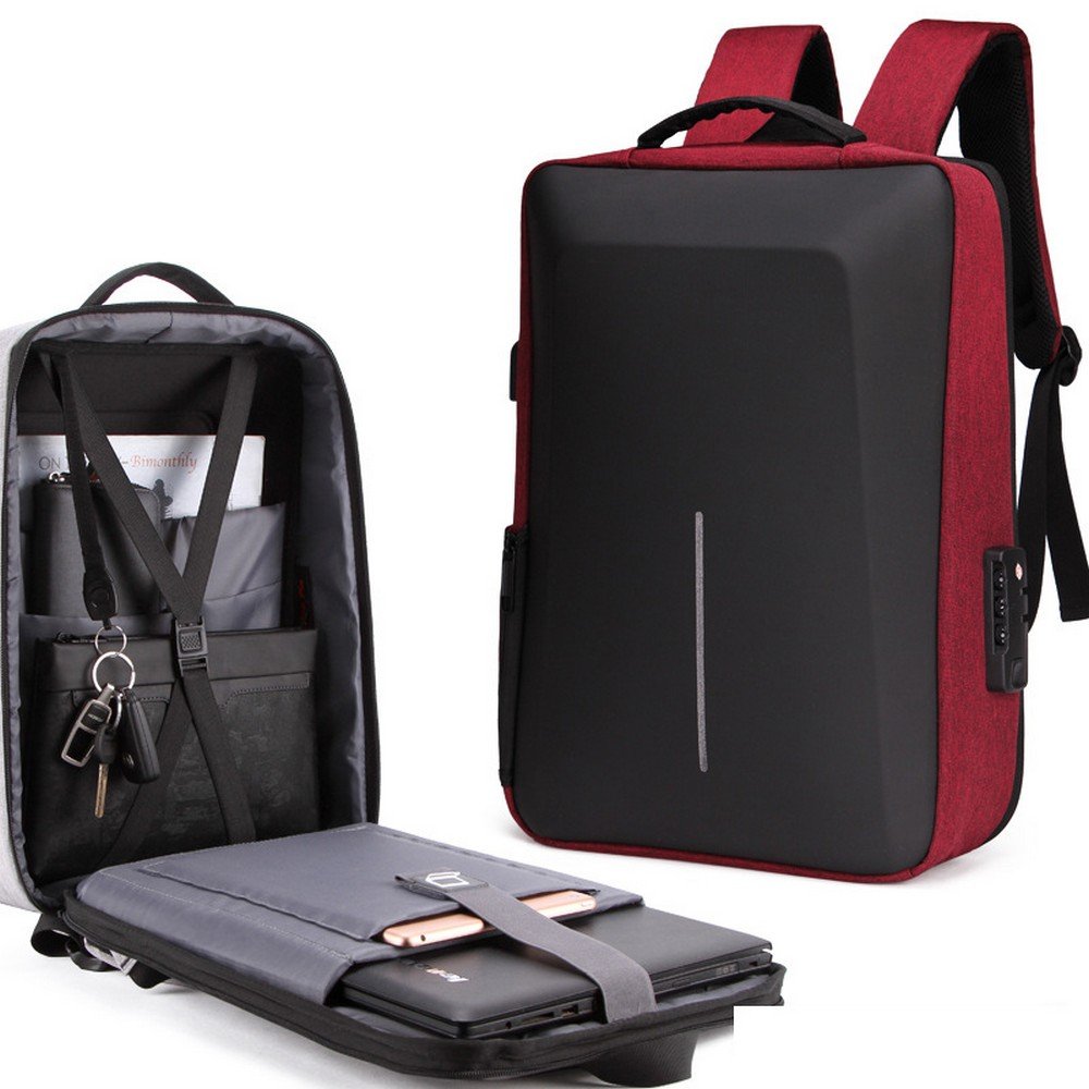 Laptop Backpack USB Charge Anti-Theft Lock Waterproof Travel Bag 15.6" for Men Women
