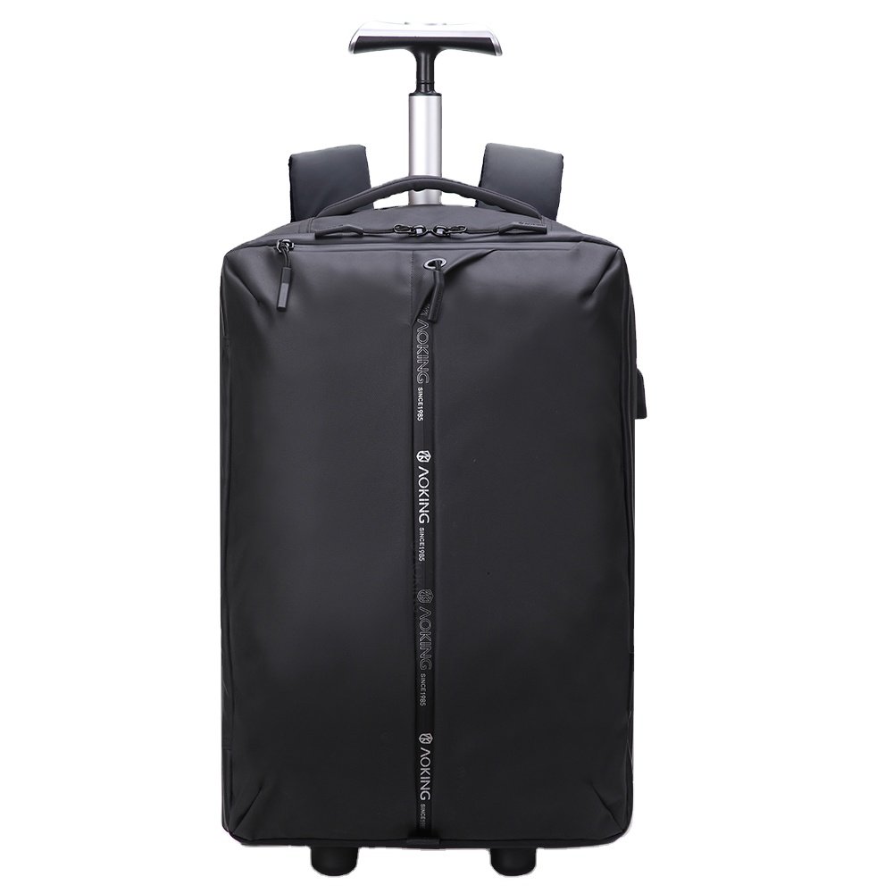 Aoking 2023 usb charging travel business trolley backpack high quality large capacity backpack with wheels