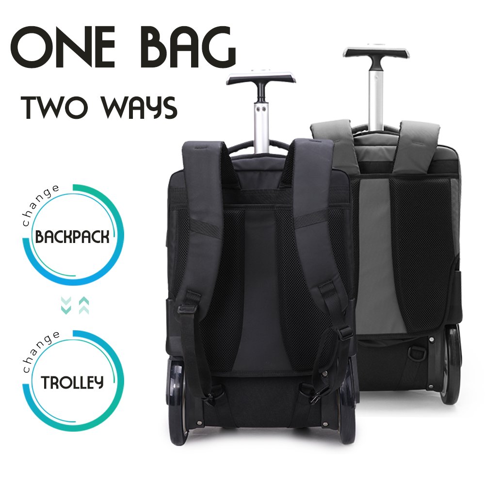 Aoking 2023 usb charging travel business trolley backpack high quality large capacity backpack with wheels