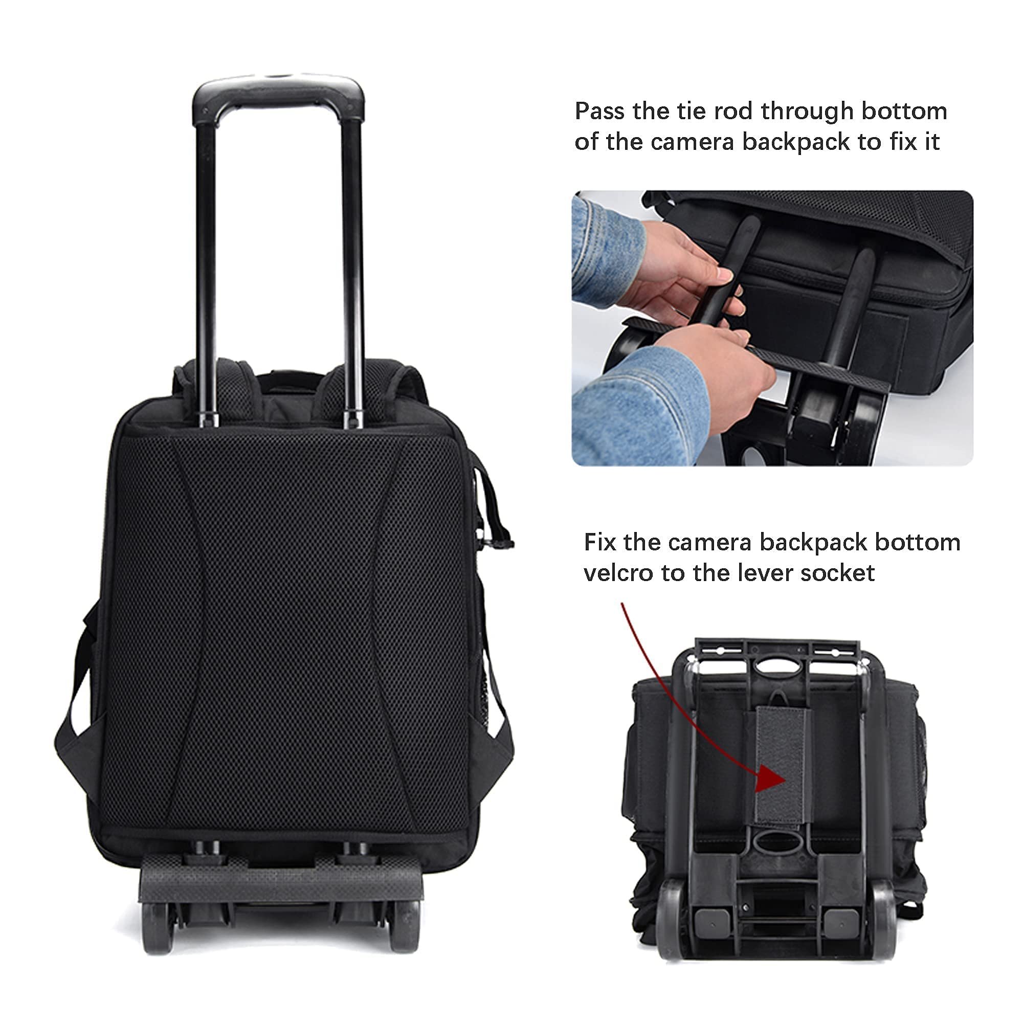 CADeN D6 5.0 Rolling Camera Bag Camera Trolley Heavy Duty Camera Backpack Bag with Wheels