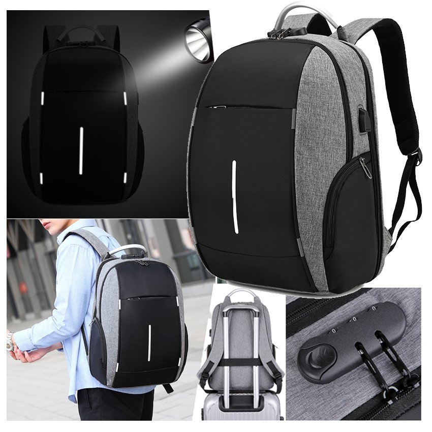 Men USB Laptop Backpacks Mochila antirrobo portatil Custom Logo Travel Bag Business Travel Laptop Backpack