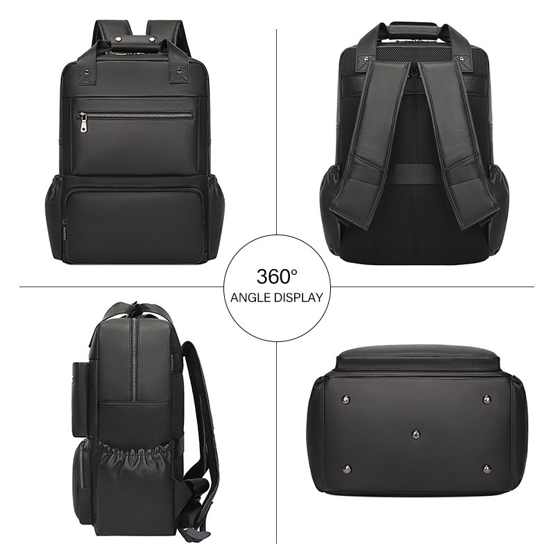Custom Logo Large Capacity Black Athleisure Men's Backpack with Small MOQ Luxury Designer School Backpack Men's Leather Backpack