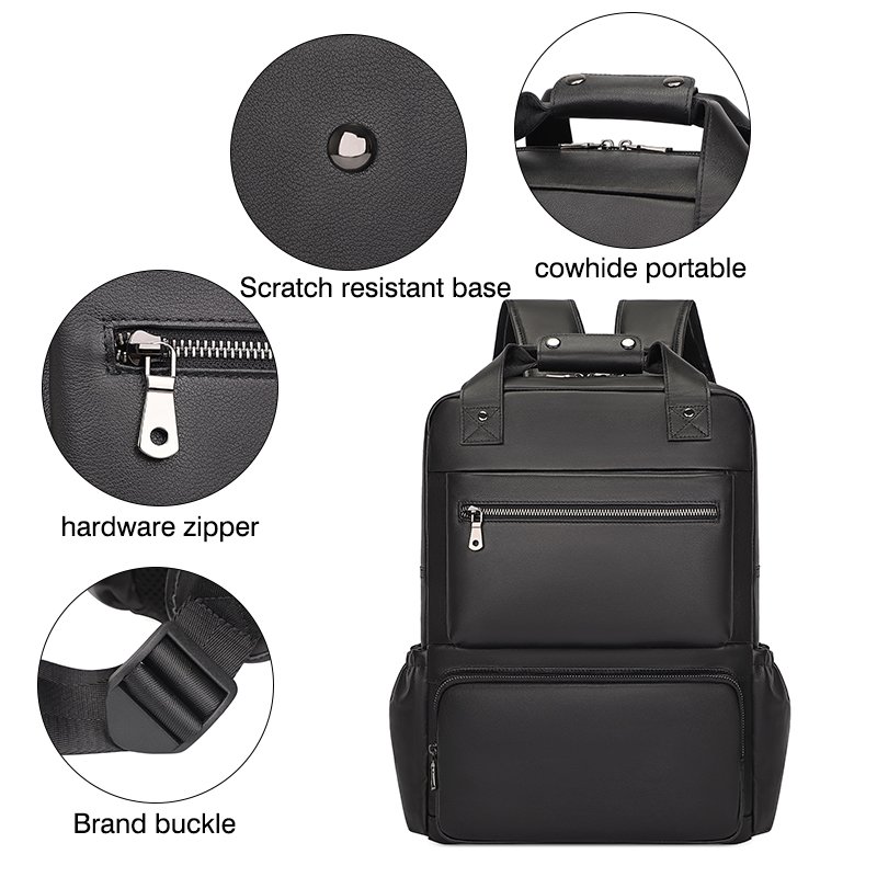 Custom Logo Large Capacity Black Athleisure Men's Backpack with Small MOQ Luxury Designer School Backpack Men's Leather Backpack