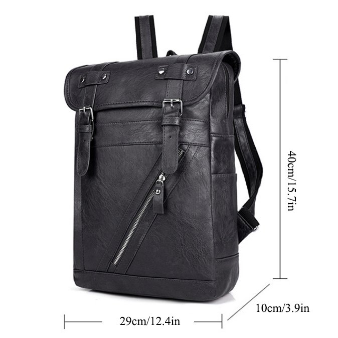 PU Leather Men bag outdoor soft leather business computer bag school bag large capacity retro men laptop backpack