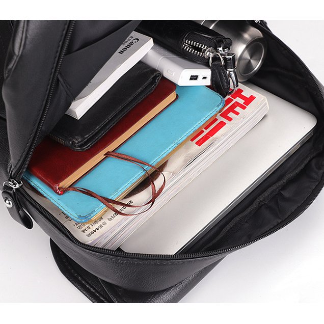 PU Leather Men bag outdoor soft leather business computer bag school bag large capacity retro men laptop backpack