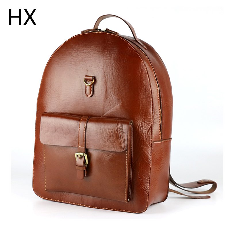 Luxury Designer Laptop Backpacks Custom Logo Men'S Waterproof Casual New Genuine Leather Backpack With Logo