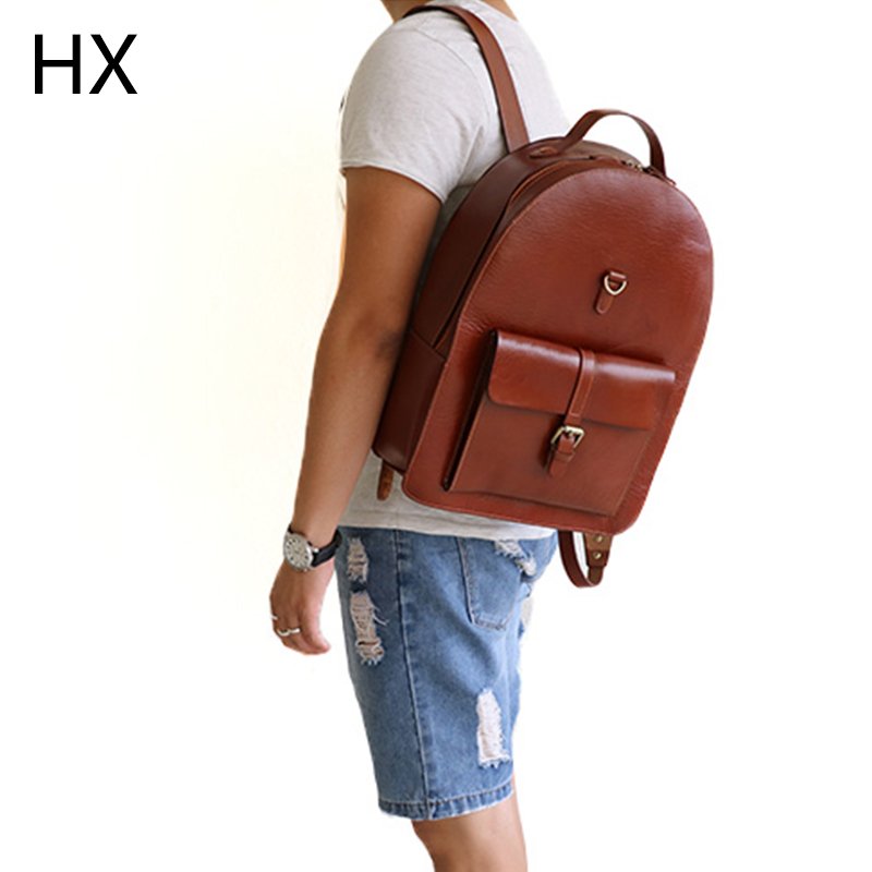 Luxury Designer Laptop Backpacks Custom Logo Men'S Waterproof Casual New Genuine Leather Backpack With Logo