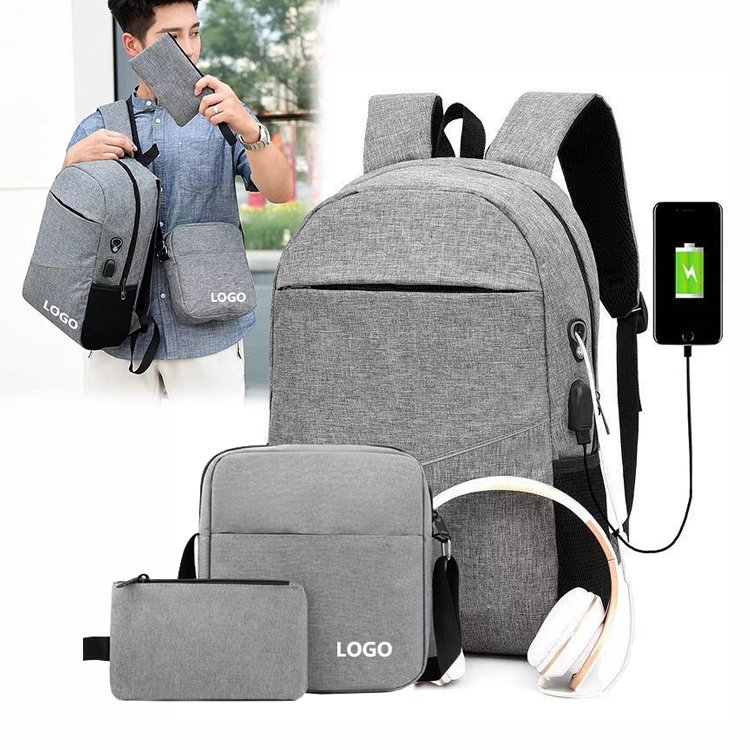 Fashion new large capacity multi-functional waterproof USB charging port backpack business three in one laptop backpack