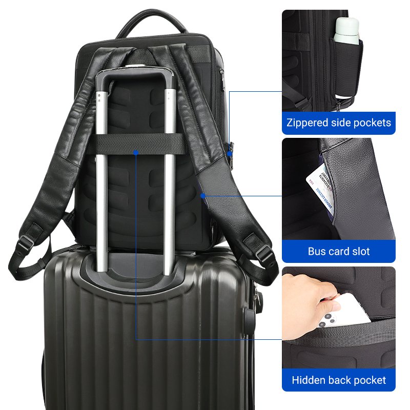 Men's Leather Backpack Anti-theft Computer Business Laptop Bag Waterproof with Usb Port Backpack for School Travel Backpack