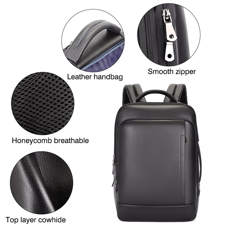Men's Leather Backpack Anti-theft Computer Business Laptop Bag Waterproof with Usb Port Backpack for School Travel Backpack
